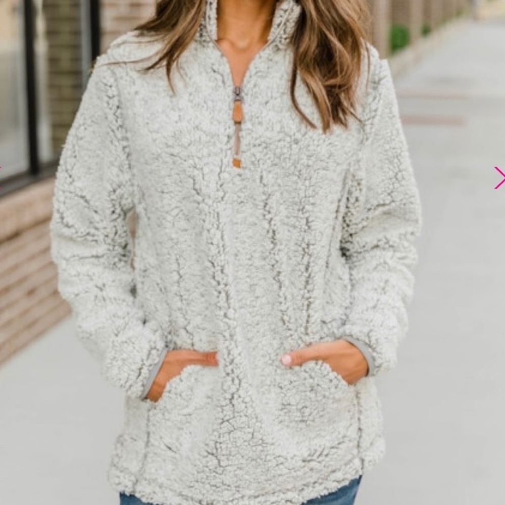 Pink Lily Sherpa Quarter Zip Pullover, Large